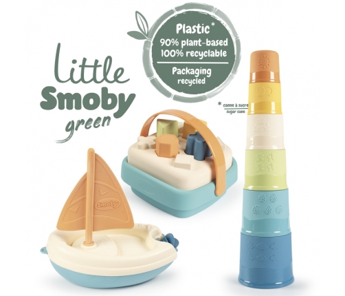 SMOBY Little Green Zestaw Łódka Wieża Sorter Bioplastik