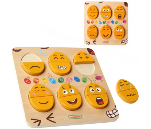 MASTERKIDZ Tablica do Nauki Emocji Drewniane Jajka jaki Humor? Montessori