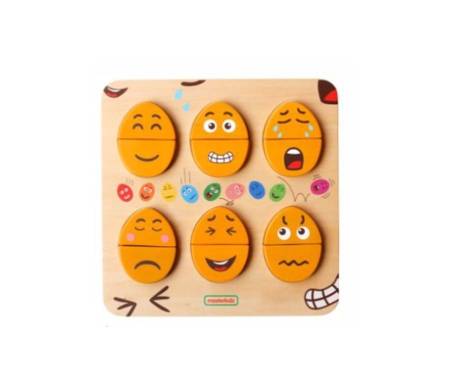 MASTERKIDZ Tablica do Nauki Emocji Drewniane Jajka jaki Humor? Montessori