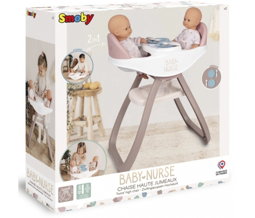 SMOBY Baby Nurse Barošanas krēsls dvīņu lellēm