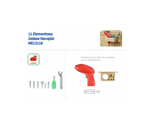 MASTERKIDZ Zestaw Narzędzia Z Wkrętarką 8 Elementów Do Tablicy Naukowo-Kreatywnej STEM