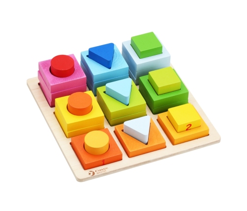 CLASSIC WORLD Układanka Nauka Kształtów i Liczenia 5w1 Domino Sorter MONTESSORI 28 el.