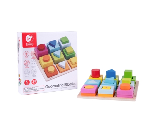 CLASSIC WORLD Układanka Nauka Kształtów i Liczenia 5w1 Domino Sorter MONTESSORI 28 el.