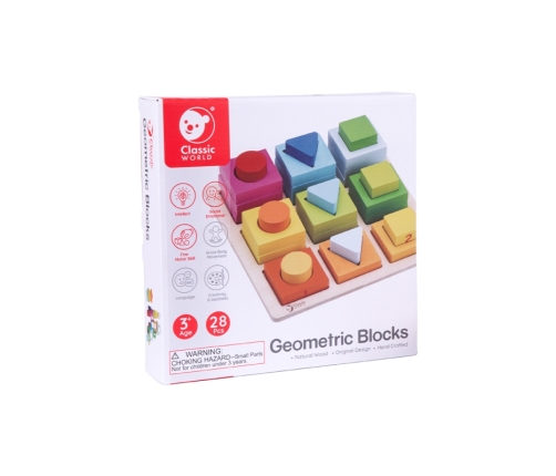 CLASSIC WORLD Układanka Nauka Kształtów i Liczenia 5w1 Domino Sorter MONTESSORI 28 el.