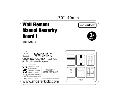 MASTERKIDZ Drewniana Tablica Manipulacyjna Ścienna Flex Kolorowe Kieszonki Klamry i Rzepy