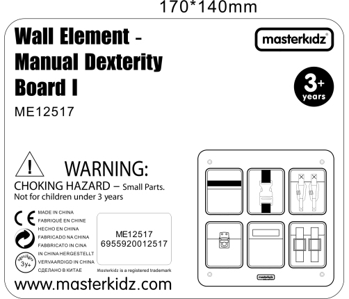 MASTERKIDZ Drewniana Tablica Manipulacyjna Ścienna Flex Kolorowe Kieszonki Klamry i Rzepy