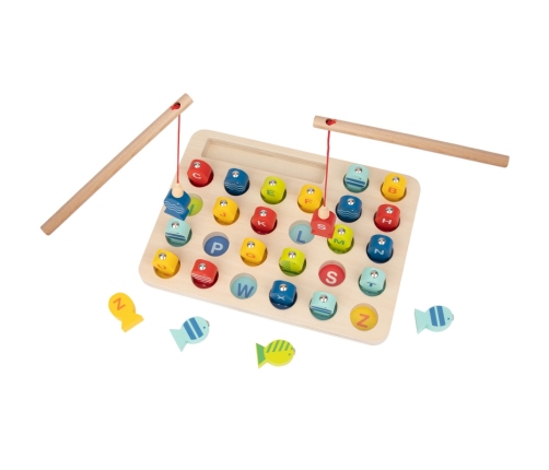 Tooky Toy Drewniana Gra Łowienie Rybek Nauka Literek 29 el.