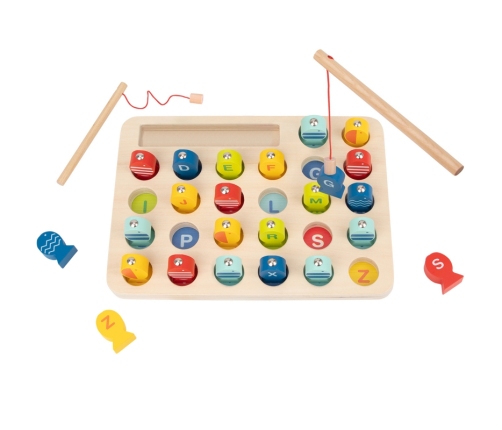 Tooky Toy Drewniana Gra Łowienie Rybek Nauka Literek 29 el.