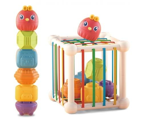 WOOPIE BABY Elastyczna Kostka Sensoryczna Sorter dla Dzieci Zwierzątka + Grzechotka 7 el.