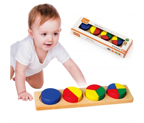 VIGA Drewniana Układanka Klocki Matematyczne Ułamki 10 Klocków Montessori