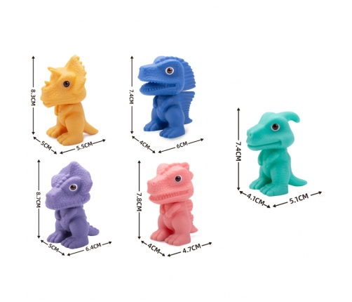 WOOPIE Elastyczna Kostka Sensoryczna Sorter dla Dzieci Kolorowe Dinozaury 6 el.