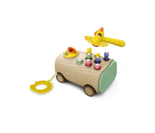 WOOPIE Gra Zręcznościowa Dzięcioł Wbijak Robaków 3w1 Wózek Ciągacz dla Niemowląt