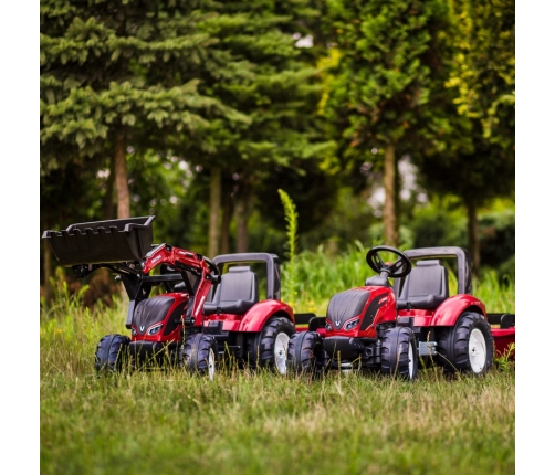 FALK Traktor Valtra Bordowy na Pedały z Przyczepką i Łyżką od 3 Lat