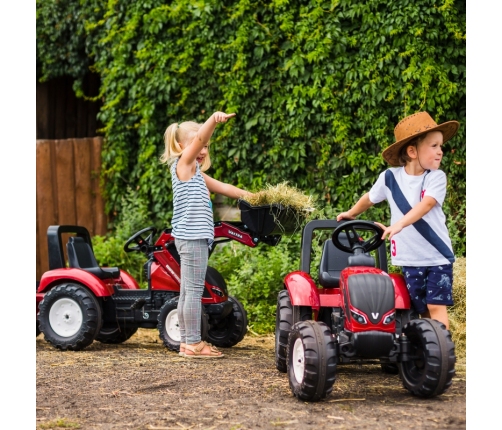 FALK Traktor Valtra Bordowy na Pedały z Przyczepką i Łyżką od 3 Lat