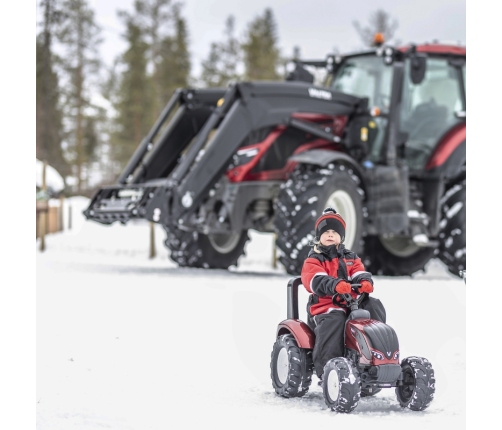 FALK Traktorek Czerwony Valtra S4 na Pedały z Przyczepką od 3 Lat