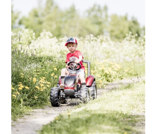 FALK Traktorek Czerwony Valtra S4 na Pedały z Przyczepką od 3 Lat