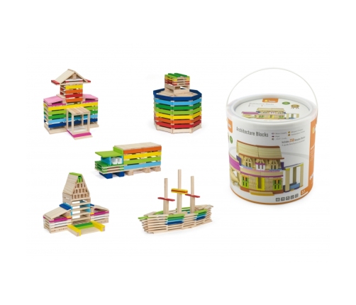 VIGA Drewniane Klocki konstrukcyjne Budynki