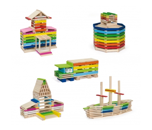 VIGA Drewniane Klocki konstrukcyjne Budynki