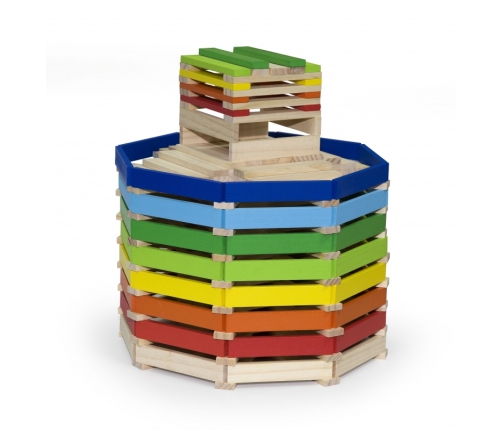 VIGA Drewniane Klocki konstrukcyjne Budynki