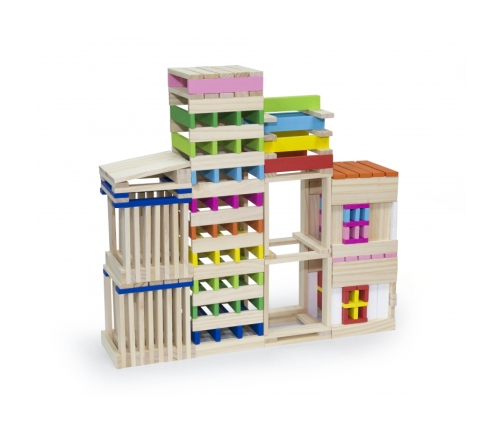 VIGA Drewniane Klocki konstrukcyjne Budynki