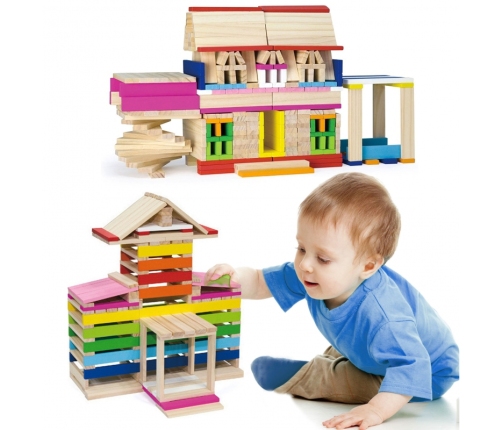 VIGA Drewniane Klocki konstrukcyjne Budynki