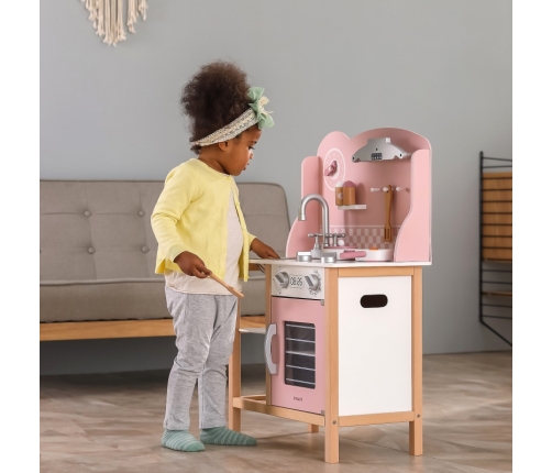VIGA PolarB Drewniana Kuchnia z Akcesoriami Silver - Pink