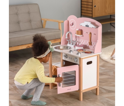 VIGA PolarB Drewniana Kuchnia z Akcesoriami Silver - Pink