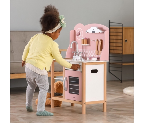 VIGA PolarB Drewniana Kuchnia z Akcesoriami Silver - Pink