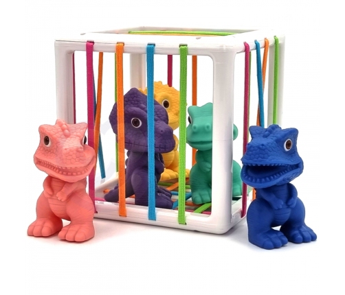 WOOPIE Elastyczna Kostka Sensoryczna Sorter dla Dzieci Kolorowe Dinozaury 6 el.