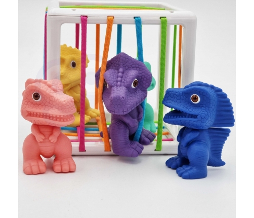 WOOPIE Elastyczna Kostka Sensoryczna Sorter dla Dzieci Kolorowe Dinozaury 6 el.