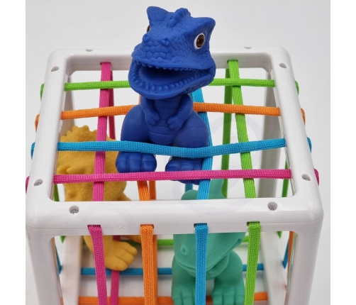 WOOPIE Elastyczna Kostka Sensoryczna Sorter dla Dzieci Kolorowe Dinozaury 6 el.