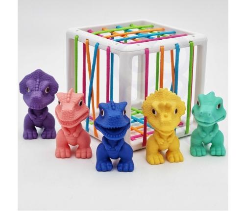WOOPIE Elastyczna Kostka Sensoryczna Sorter dla Dzieci Kolorowe Dinozaury 6 el.
