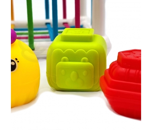 WOOPIE BABY Elastyczna Kostka Sensoryczna Sorter dla Dzieci Zwierzątka + Grzechotka 7 el.