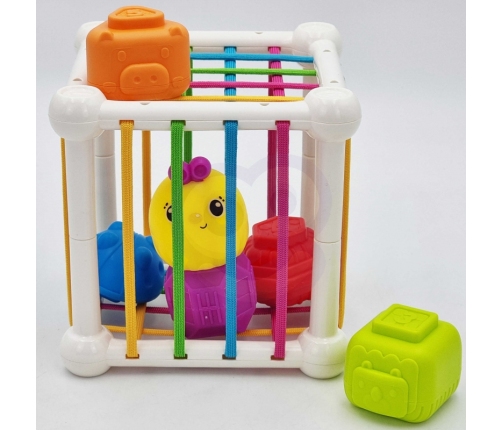 WOOPIE BABY Elastyczna Kostka Sensoryczna Sorter dla Dzieci Zwierzątka + Grzechotka 7 el.