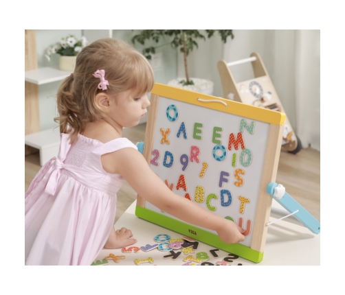 VIGA Drewniany Zestaw Magnetyczny Literki i cyferki