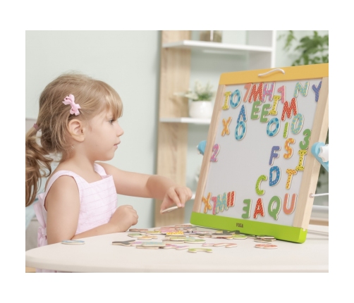 VIGA Drewniany Zestaw Magnetyczny Literki i cyferki