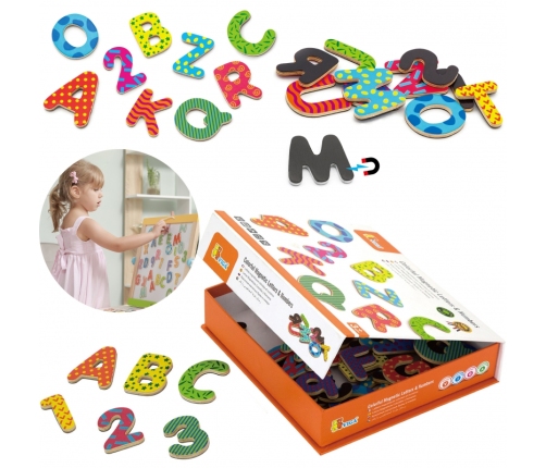 VIGA Drewniany Zestaw Magnetyczny Literki i cyferki