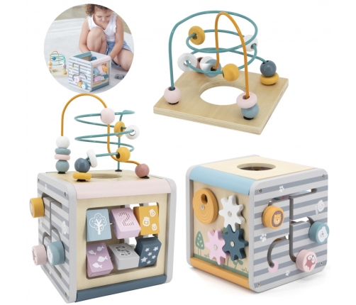 VIGA PolarB Activity Box Drewniane Edukacyjne Centrum Gier 5w1 kostka