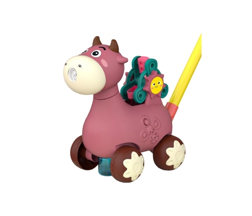 WOOPIE Pchacz Krówka do Pchania z Dźwiękiem i Bańkami Mydlanymi Różowa