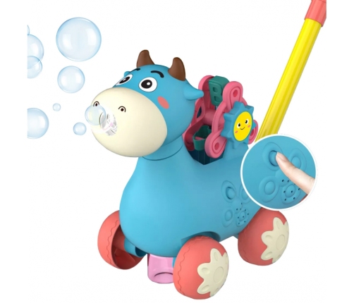 WOOPIE Pchacz Krówka do Pchania z Dźwiękiem i Bańkami Mydlanymi Niebieska