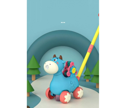 WOOPIE Pchacz Krówka do Pchania z Dźwiękiem i Bańkami Mydlanymi Niebieska