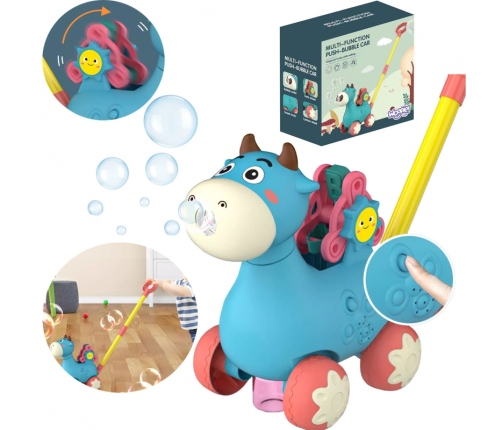 WOOPIE Pchacz Krówka do Pchania z Dźwiękiem i Bańkami Mydlanymi Niebieska