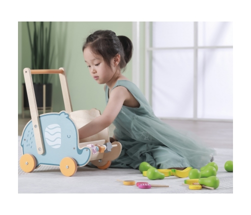 VIGA PolarB Drewniany Wózek 2w1 Chodzik Pchacz Słonik