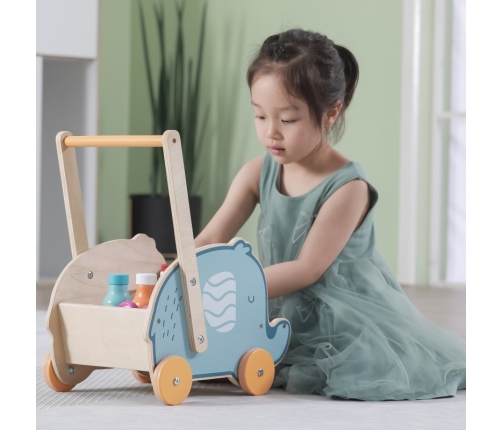 VIGA PolarB Drewniany Wózek 2w1 Chodzik Pchacz Słonik