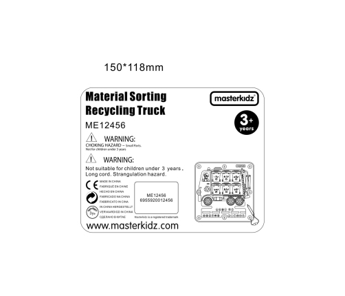 MASTERKIDZ Tablica Magnetyczna Segregowanie Odpadów Ciężarówka do Recyklingu Montessori
