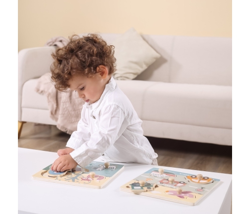 VIGA PolarB Drewniane Puzzle Zwierzęta z Pinezkami