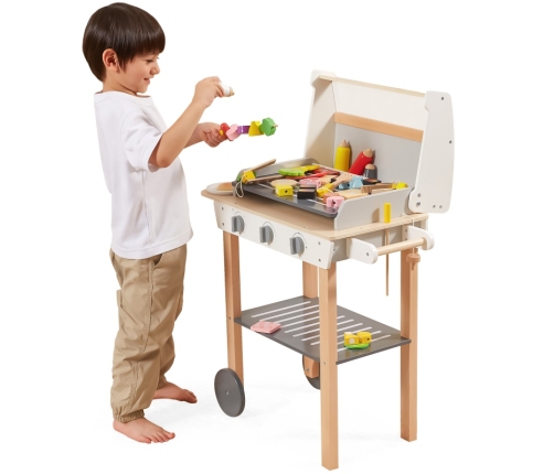 VIGA Duży Drewniany Grill dla Dzieci + 47  Akcesoriów