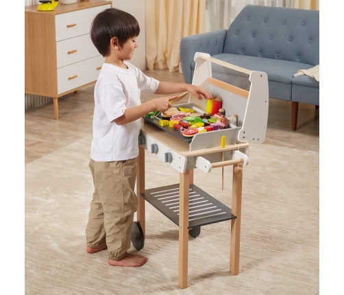 VIGA Duży Drewniany Grill dla Dzieci + 47  Akcesoriów