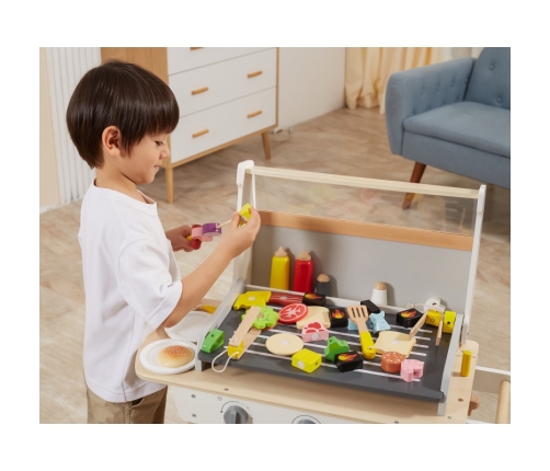 VIGA Duży Drewniany Grill dla Dzieci + 47  Akcesoriów