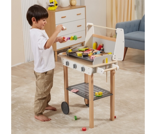 VIGA Duży Drewniany Grill dla Dzieci + 47  Akcesoriów